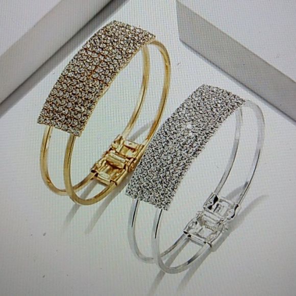 2x $12 Fashion ladies Silver Plated Color with Rhinestone Bracelet Bangles. - Picture 3 of 5